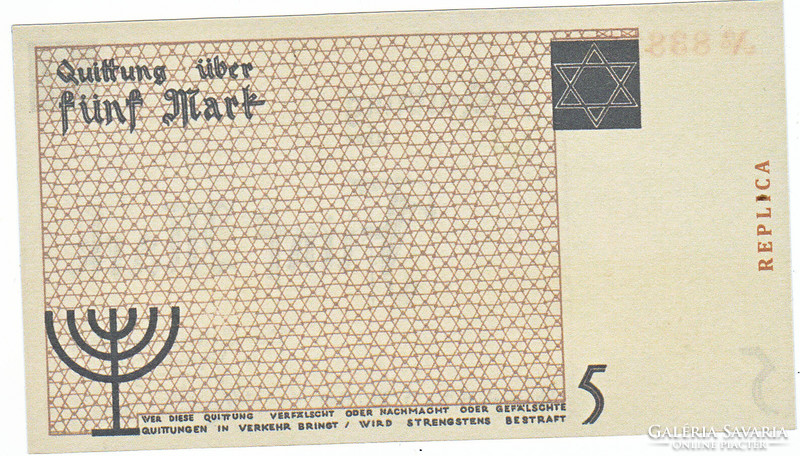 Poland money of the Lóc ghetto 5 marks 1940 replica unc