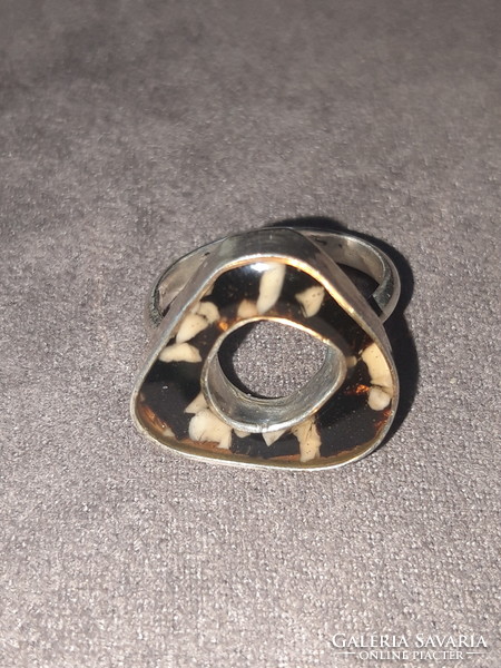 Silver ring - unique design - size 60