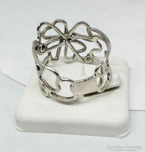 Art nouveau-style flowery silver women's ring with stones, made to order