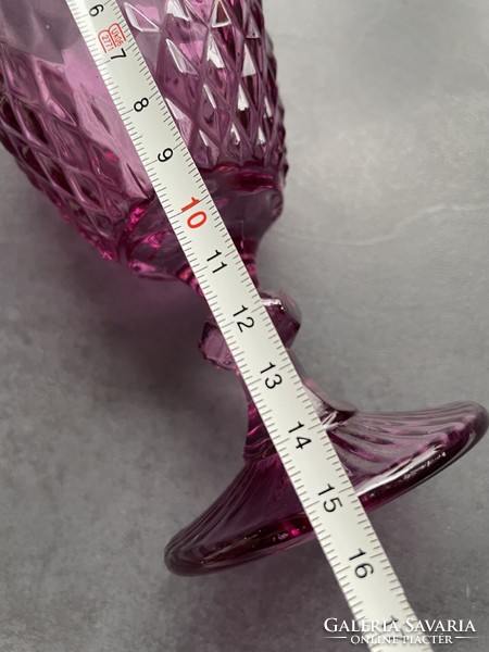 Beautiful crimson purple glass stemmed glass, vintage goblet