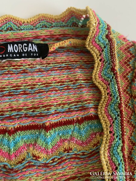 Beautiful colorful metallic fiber azure morgan knit bolero top cardigan vest s m size