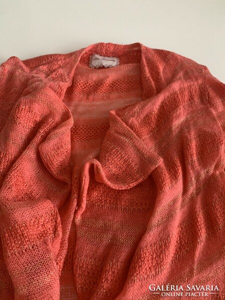 Knitted orange fine golden thread bolero top cardigan vest size m