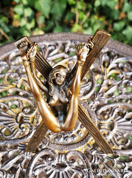 Erotic female act - bronze sculpture