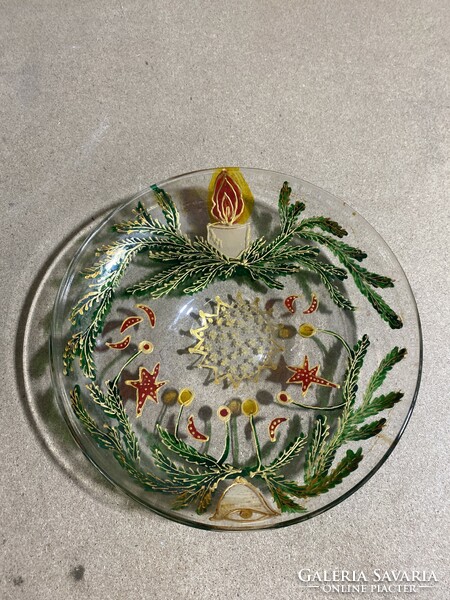 Glass centerpiece, offering, size 27 x 5 cm. 3004