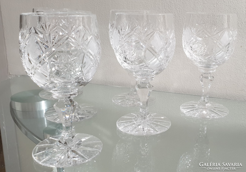 Set of 6 beautiful, polished crystal glasses 14 cm