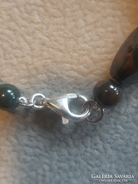 Large-eyed heliotrope (bloodstone) set with silver mounting