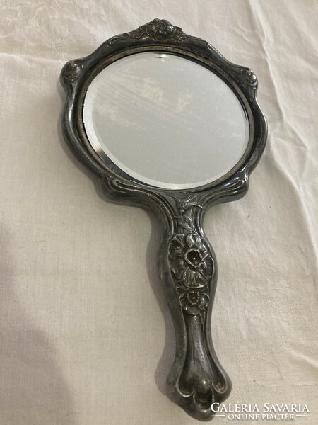 Art Nouveau, silver-plated mirror / vanity, hand mirror