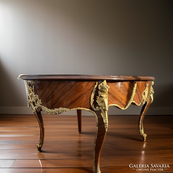 Richly decorated empire style desk with 3 drawers