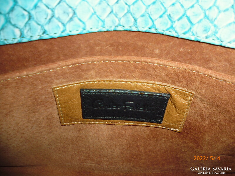 Carlos falchi wonderful vintage python leather / genuine leather bag.