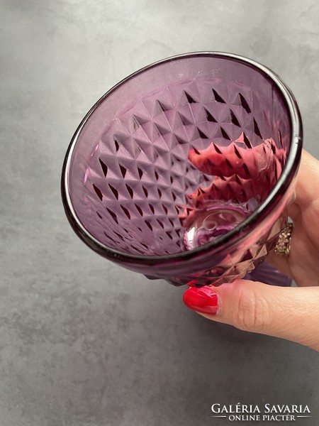 Beautiful crimson purple glass stemmed glass, vintage goblet