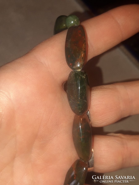 Large-eyed heliotrope (bloodstone) set with silver mounting