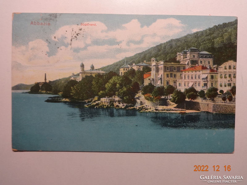 Régi képeslap: Abbazia, Südstrand