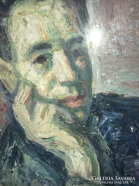 Vén Emil :Sebestyén András (1917-1995)zeneszerző , karmester portréja 1961. Olaj, vászon