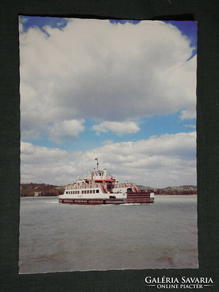 Postcard, Balaton Száltód Tihany rév, detail of István Széchényi ferry boat