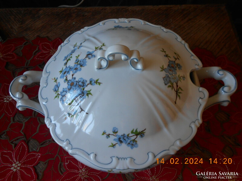 Zsolnay blue peach blossom, blue feathered soup bowl