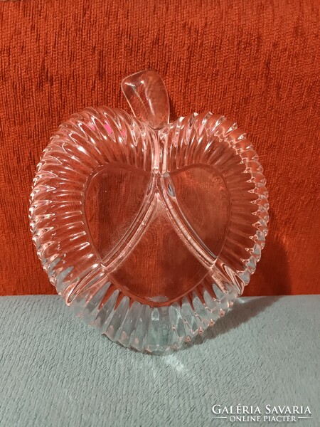 Szív/Alma alakú gyönyörű vastag osztott üveg kínáló tál