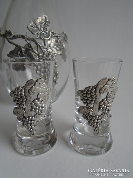 2 pcs. New brandy glass with pewter coating.