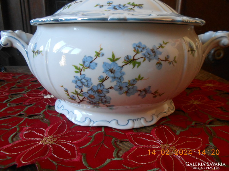 Zsolnay blue peach blossom, blue feathered soup bowl