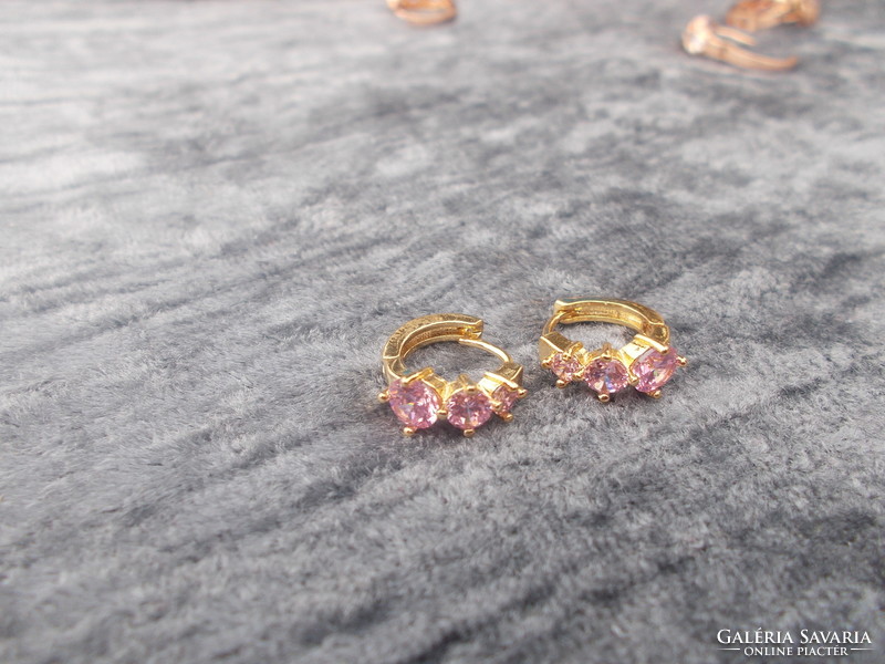 For half! Italian gold gold filled earrings with pink stones