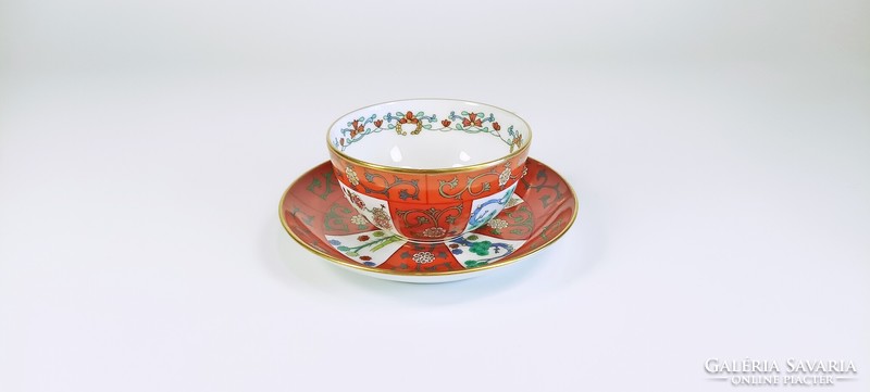 Herend Chinese siang rouge godöllő coffee mocha cup and saucer hand-painted porcelain (b159)