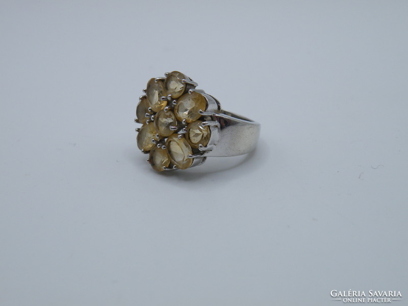 UK0198 Elegáns barna kristály virág ezüst 925 gyűrű méret 54