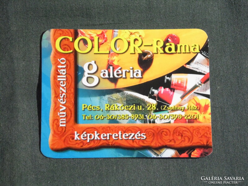 Kártyanaptár, kisebb méret, Color Rama galéria művészellátó képkeretezés, Pécs, 2005, (6)