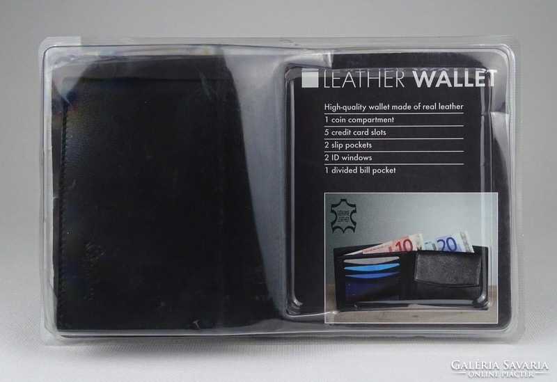 1Q534 black leather wallet in unopened packaging