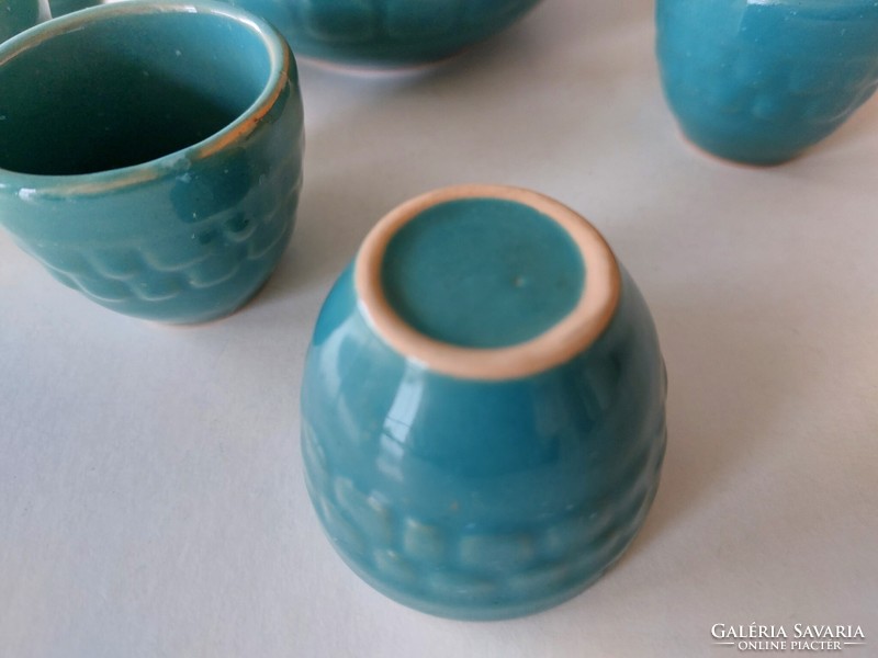 Retro ceramic drinking set turquoise pouring glass 7 pcs