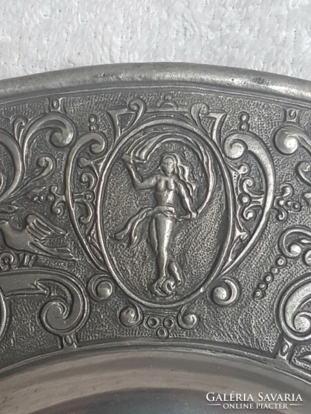 Old embossed decorative wall pewter plate decorative plate