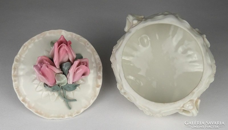 1Q342 Régi rózsás barokk ENS porcelán bonbonier