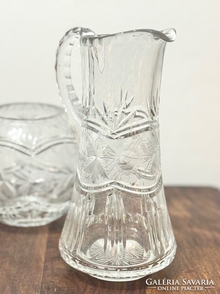 Lead crystal jug and sphere vase set