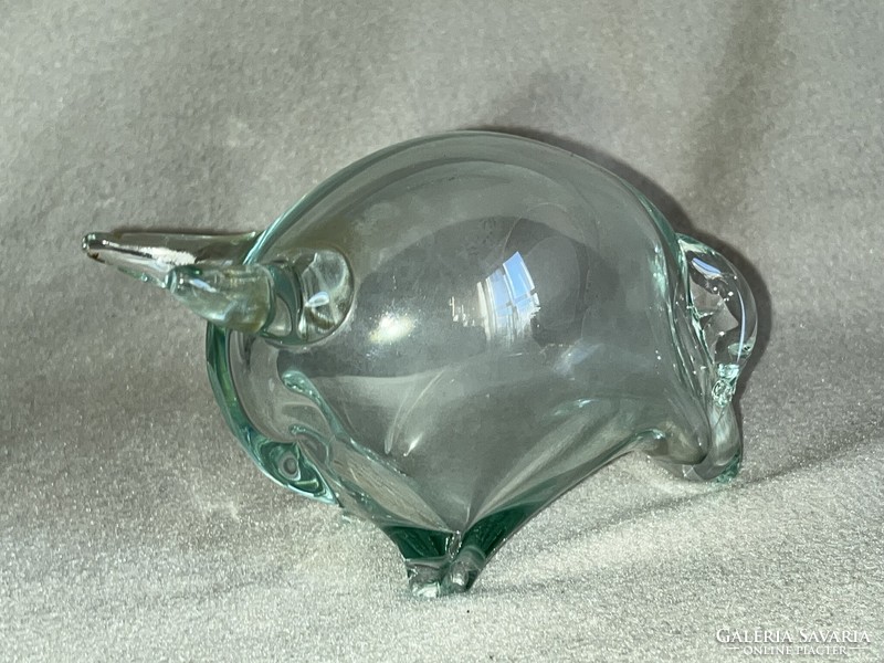 Pale green artisan glass bull sculpture (u0022)