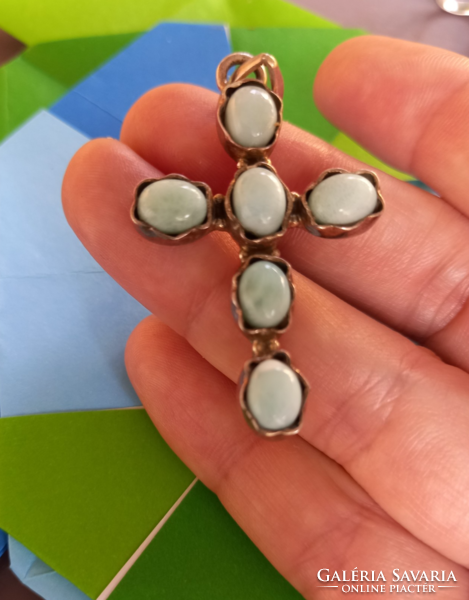 Larimár gemstone cross silver pendant from the Dominican Republic!