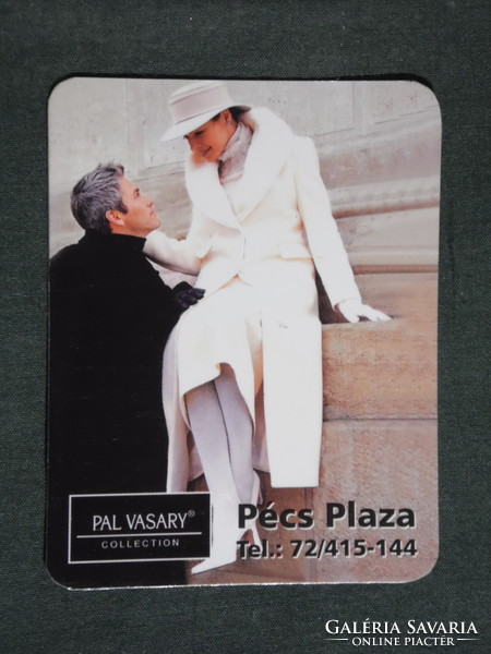 Kártyanaptár, kisebb méret, Pal Vasary ruházat divat üzlet,Pécs Plaza, férfi,női modell, 2004, (6)