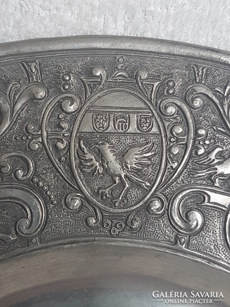 Old embossed decorative wall pewter plate decorative plate