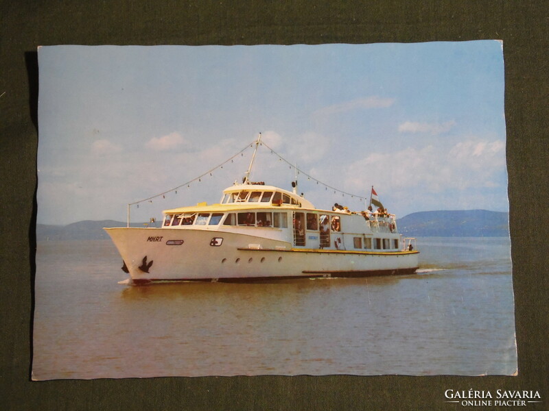 Postcard, balaton detail, skyline, Keszthely cruise ship