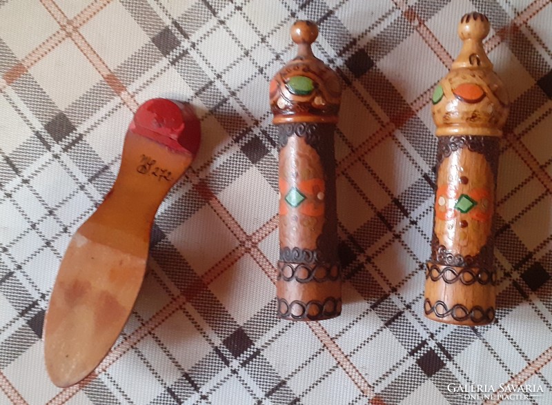 Retro Bulgarian rose oil holders and Dutch clogs