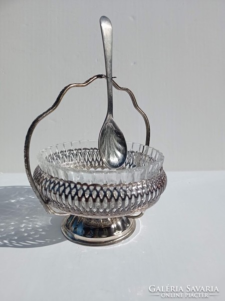 Silver-plated English sugar bowl set