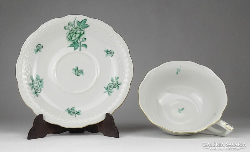 1Q344 Régi zöld Eton mintás Herendi porcelán teáscsésze