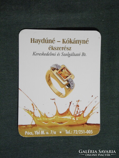 Card calendar, smaller size, Hajdúné Kókányné jeweler shop, Pécs, ring, 2004, (6)