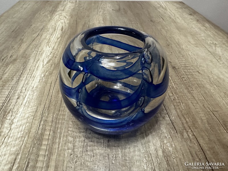 Bubble blue craft glass ornament