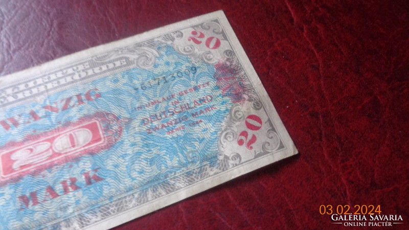 20 Marks 1944. II. Federal military currency at the end of Vh. German transitional money