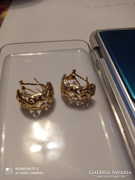 14K gold earrings with an openwork pattern, 5.14 gr