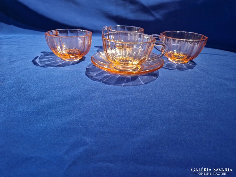 Powder pink peach colored glass tea cups