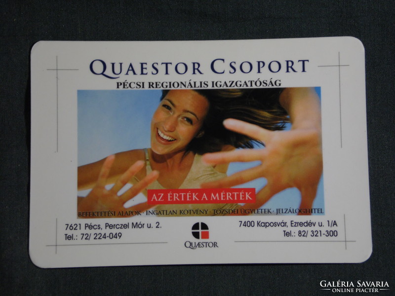 Card calendar, quaestor investment stock exchange group, Kaposvár, female model, 2004, (6)