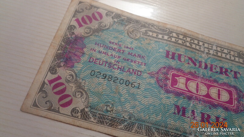 100 Mark  1944 . II. vh végén Szövetségi katonai valuta . német átmeneti pénz