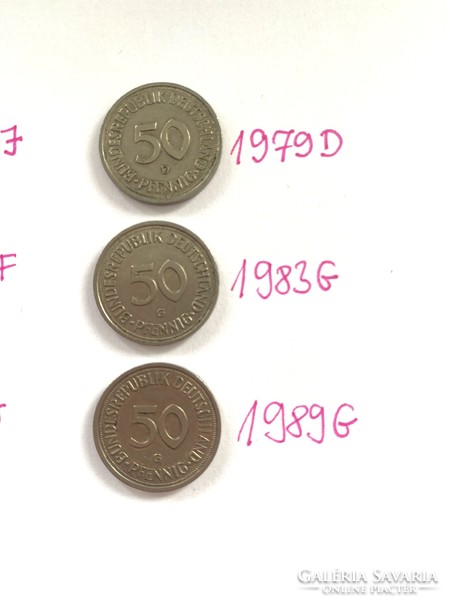 Every year is different! 6 pieces of nsk 50 pfennig 1950-1989 German Germany