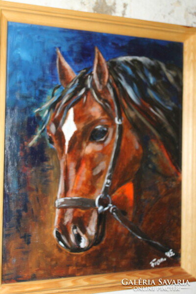Szignált lovas festmény 798