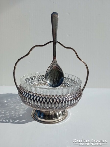 Silver-plated English sugar bowl set