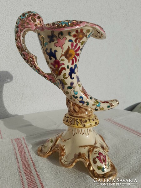 Steidl znaim historicizing decorative ceramic cornucopia vase, rarity!